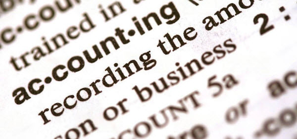 Accounting word and definition in a dictionary