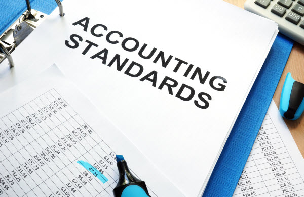 Folder with documents accounting standards on a table